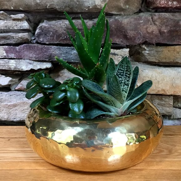 VTG Brass Planter Hammered India Boho Decor